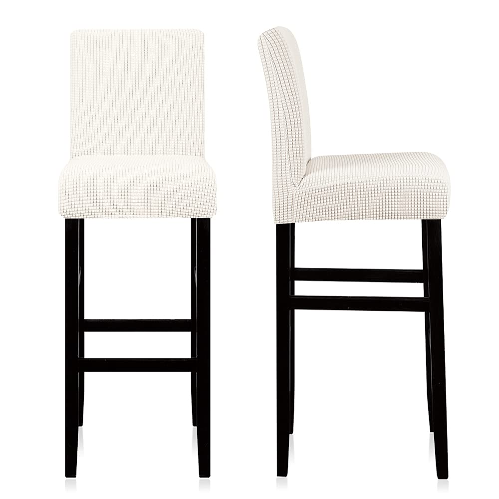 Lellen Reusable Pub Counter Stool Chair Covers Slipcover Stretch Removable Washable Dining Room Chair Covers Set Of 4 (Ivory)
