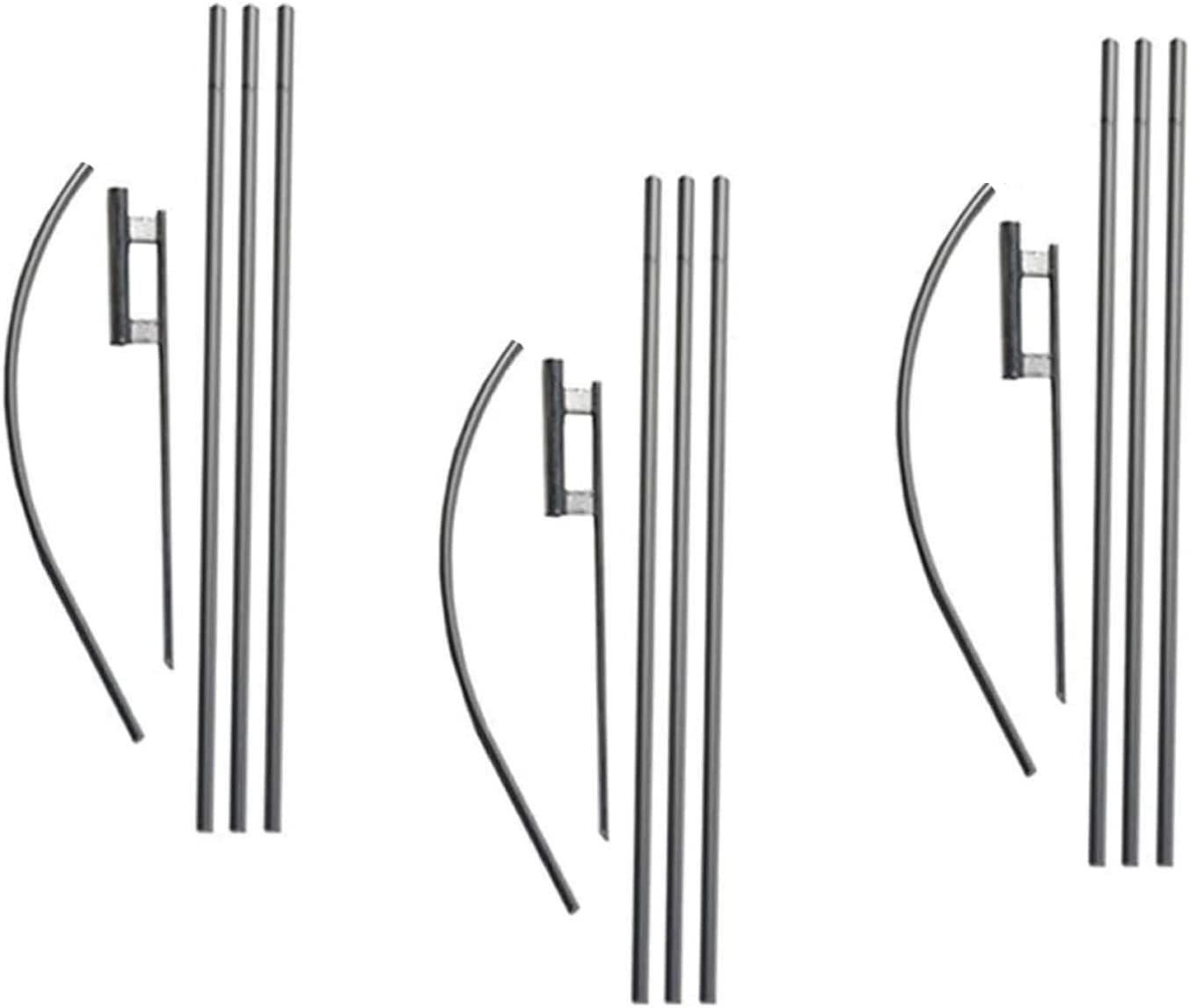 Swooper Flutter Flag Hardware-Three 4 Piece Pole Kits With Ground Spikes