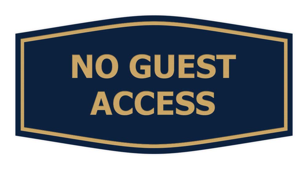 Signs Bylita Fancy No Guest Access Sign (Navy Blue/Gold) - Small 1 Pack
