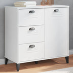 vidaXL White Solid Pine Wood Sideboard Buffet - Industrial Style Storage Cabinet with Drawers/Door for Living Room