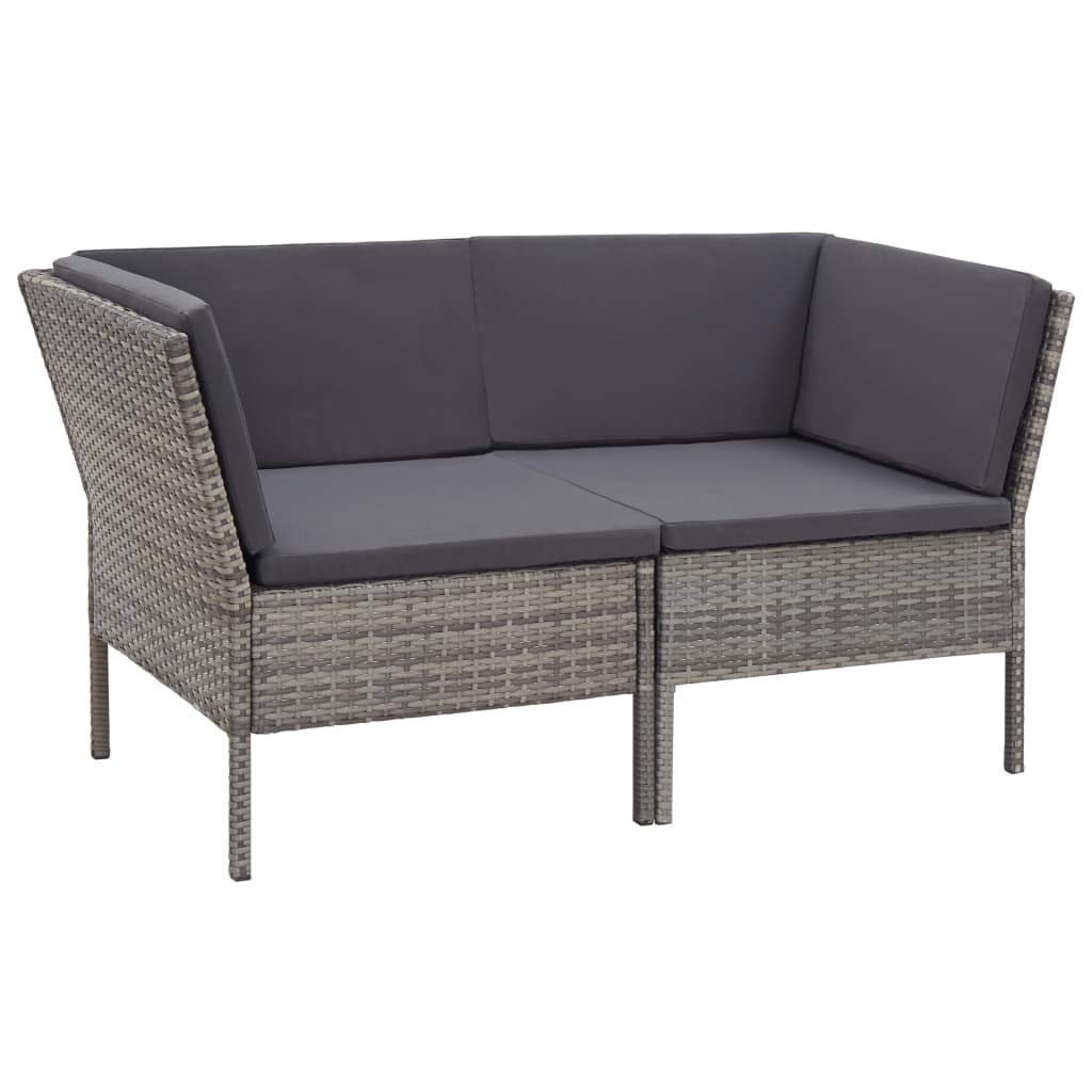 vidaXL 6 Piece Garden Lounge Set with Cushions Poly Rattan Gray