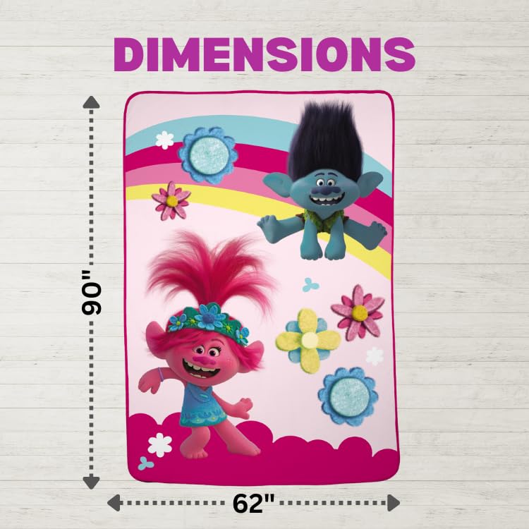 Franco Dreamworks Trolls 2 Kids Bedding Super Soft Plush Micro Raschel Blanket, 62 In X 90 In, (Officially Licensed Product)