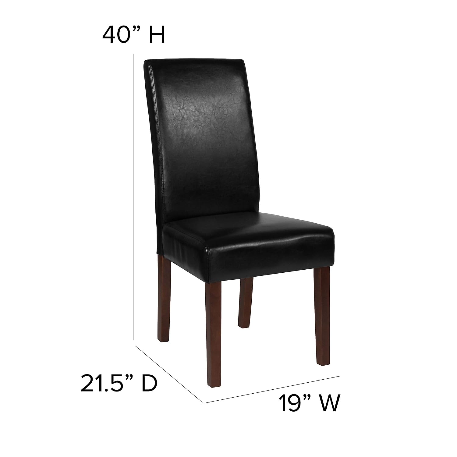 Flash Furniture Greenwich Series Black Leathersoft Upholstered Panel Back Mid-Century Parsons Dining Chair