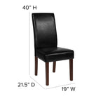 Flash Furniture Greenwich Series Black Leathersoft Upholstered Panel Back Mid-Century Parsons Dining Chair