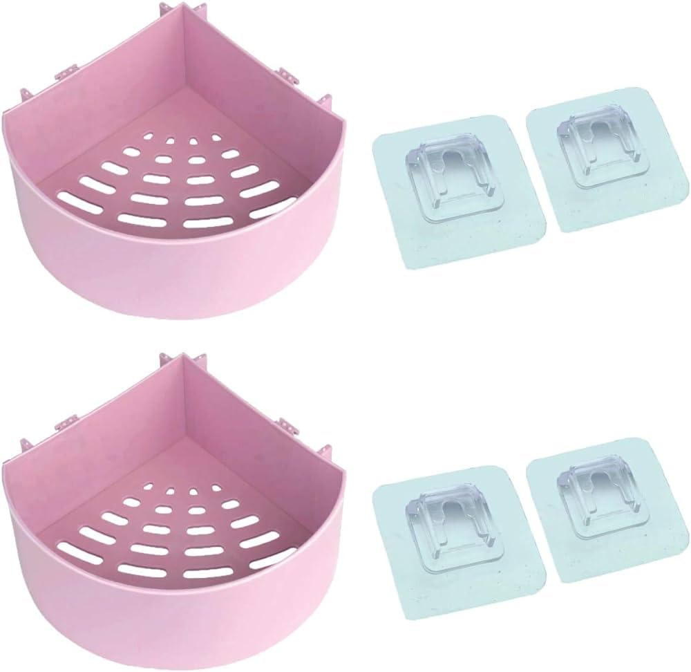 UCRAVO 2pcs Corner Shower Caddy Bathroom Shelf Organizer Plastic Storage Rack Brushed Wall Mount Triangle Cosmetics Shampoodrain