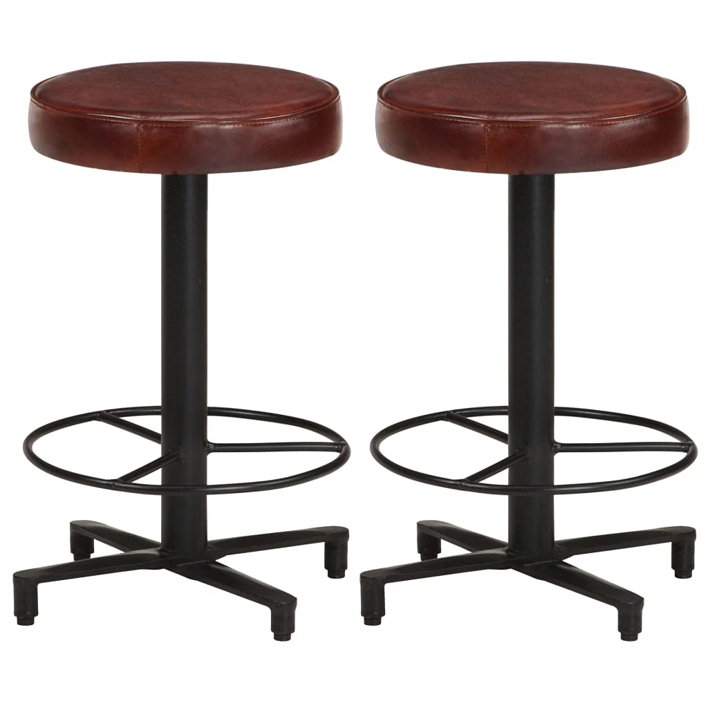 Vidaxl Bar Stools 2 Pcs 20.5&quot; Real Leather