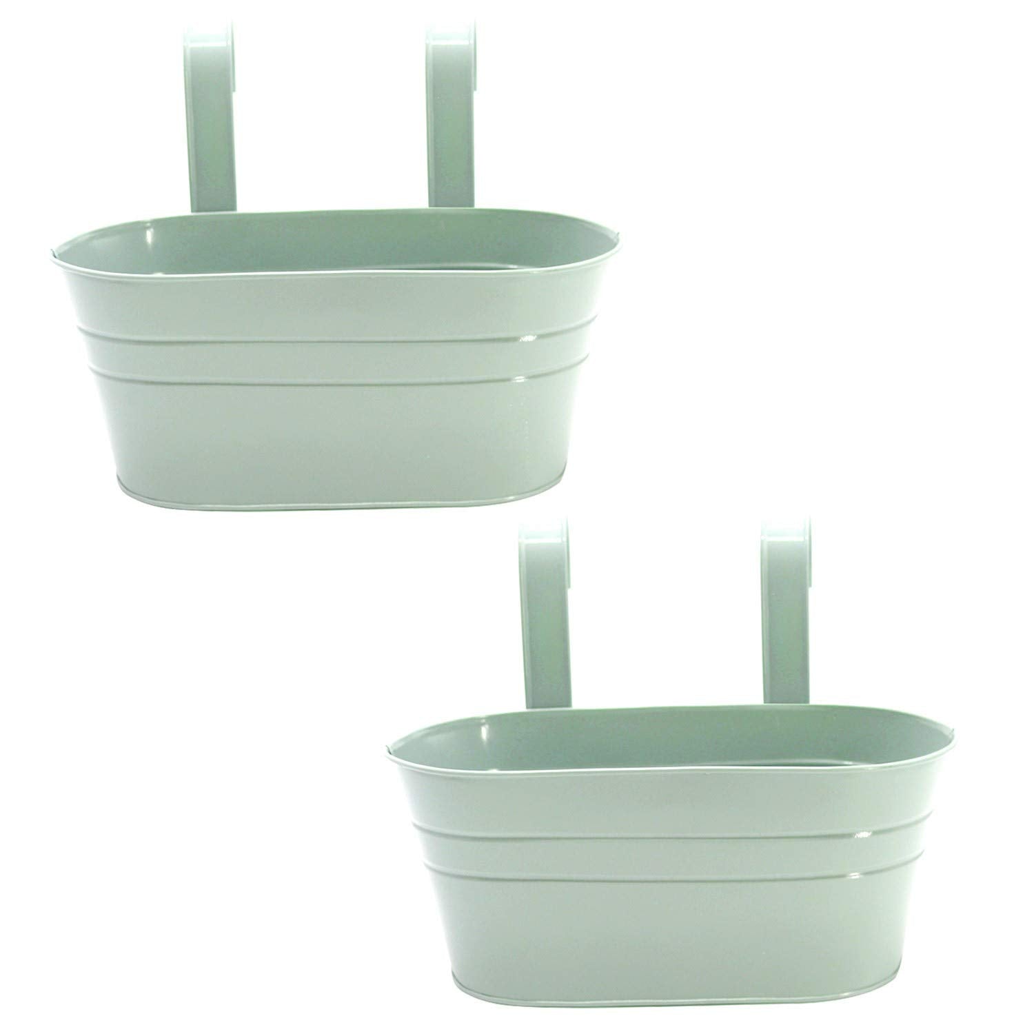 River Pots 2 Pcs Metal Hanging Flower Plant Pots, Metal Bucket Flower Pots, Fence Bucket, Hanging Flower Pot For Indoor And Outd