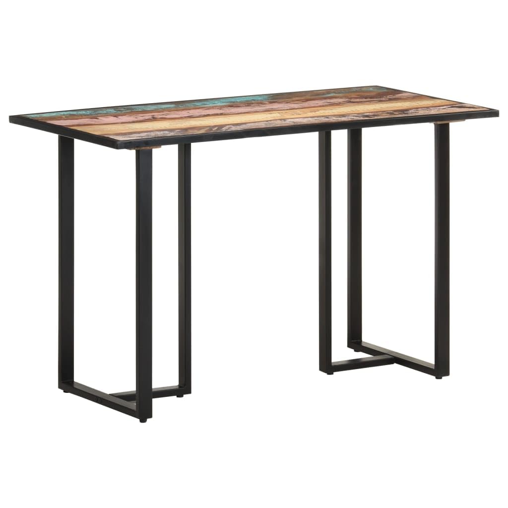 vidaXL Solid Rough Mango Wood Dining Table with Iron Legs, Industrial Design, Eco-Friendly and Durable Construction, Unique Grain Details, Suitable for Dining Area, 55.1&quot; x 27.6&quot; x 29.9&quot;
