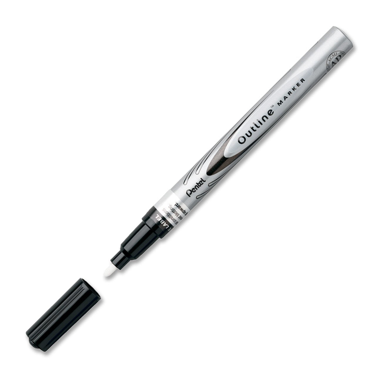 Pentel Arts Outline Marker, Silver Ink Outlined In Black Ink, 1 Pack (Msp60Bpza)