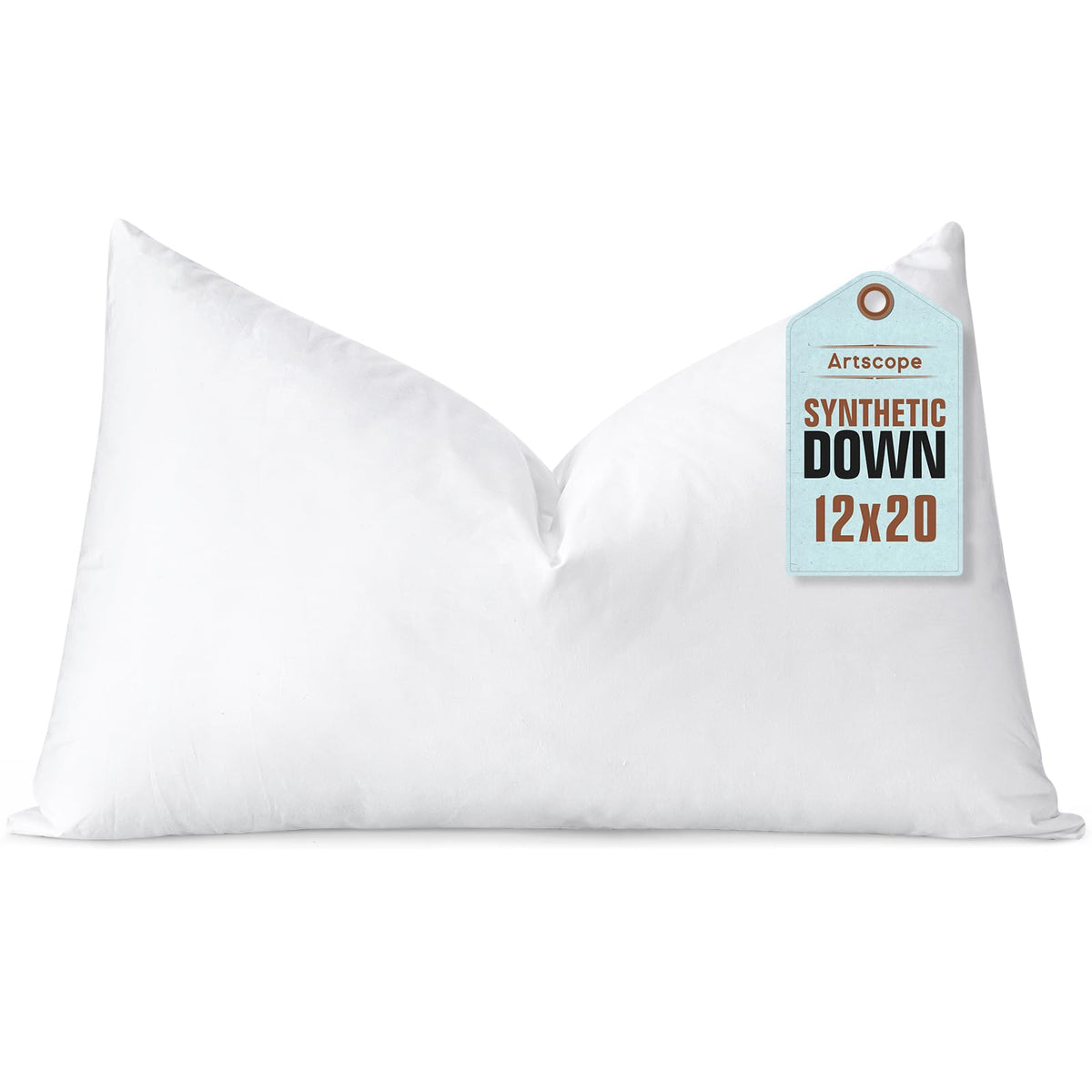Artscope Synthetic Down Pillow Insert, 12X20 Down Alternative Throw Pillow Insert. Ultra Soft Fluffy Sleeping Pillow With 100% C