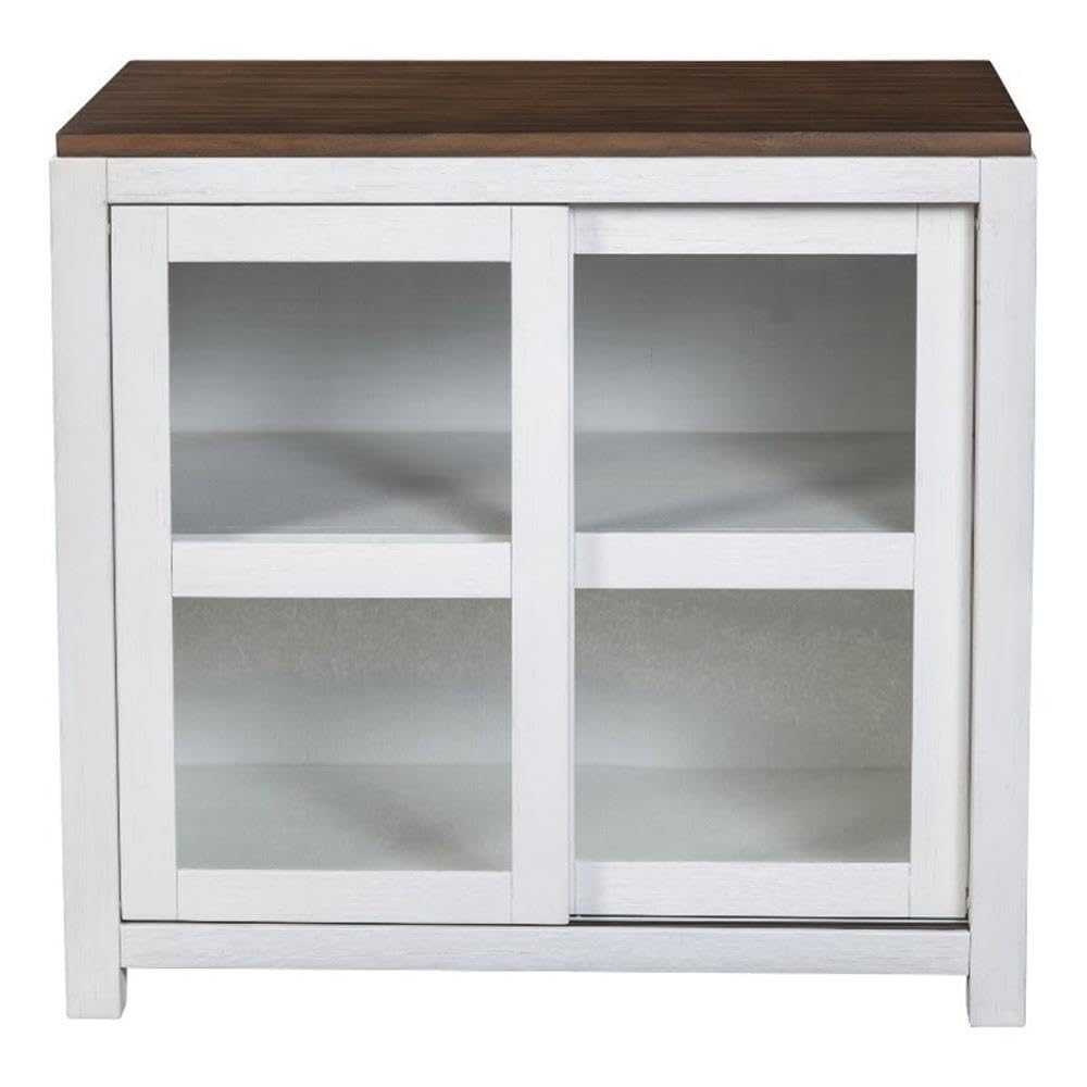 Alpine Furniture Donham Small Display Cabinet, Mystic Brown/White