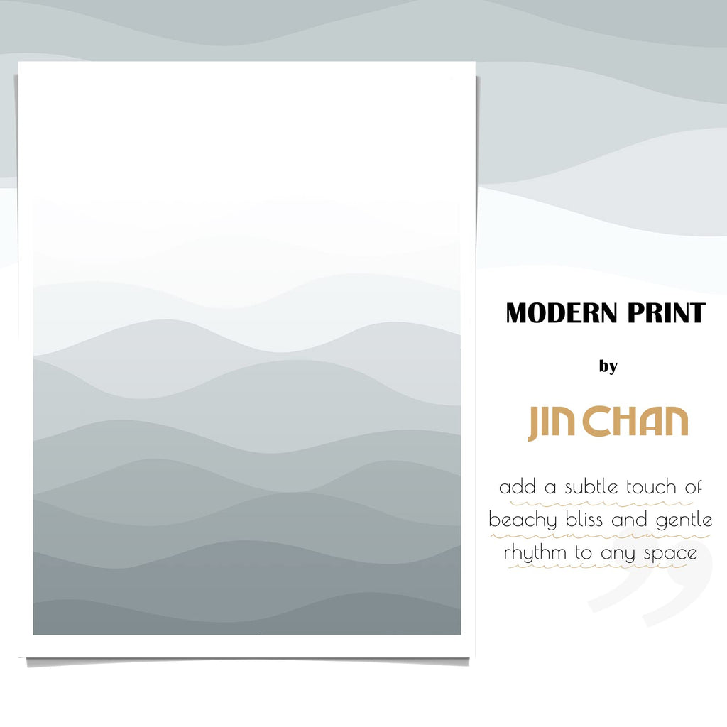 Jinchan Ombre Grey Shower Curtain Fabric Shower Curtain Coastal Beach Ocean Wave Bathroom Shower Curtain Gray Gradual Color Desi