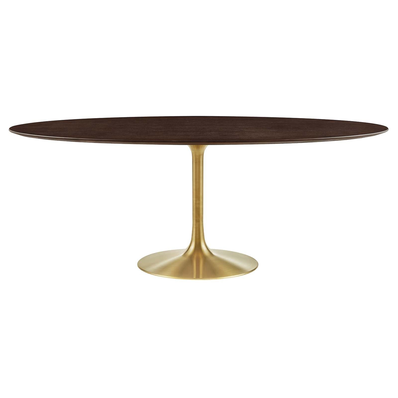 Modway Lippa Dining Table, 78&quot;, Gold Cherry Walnut