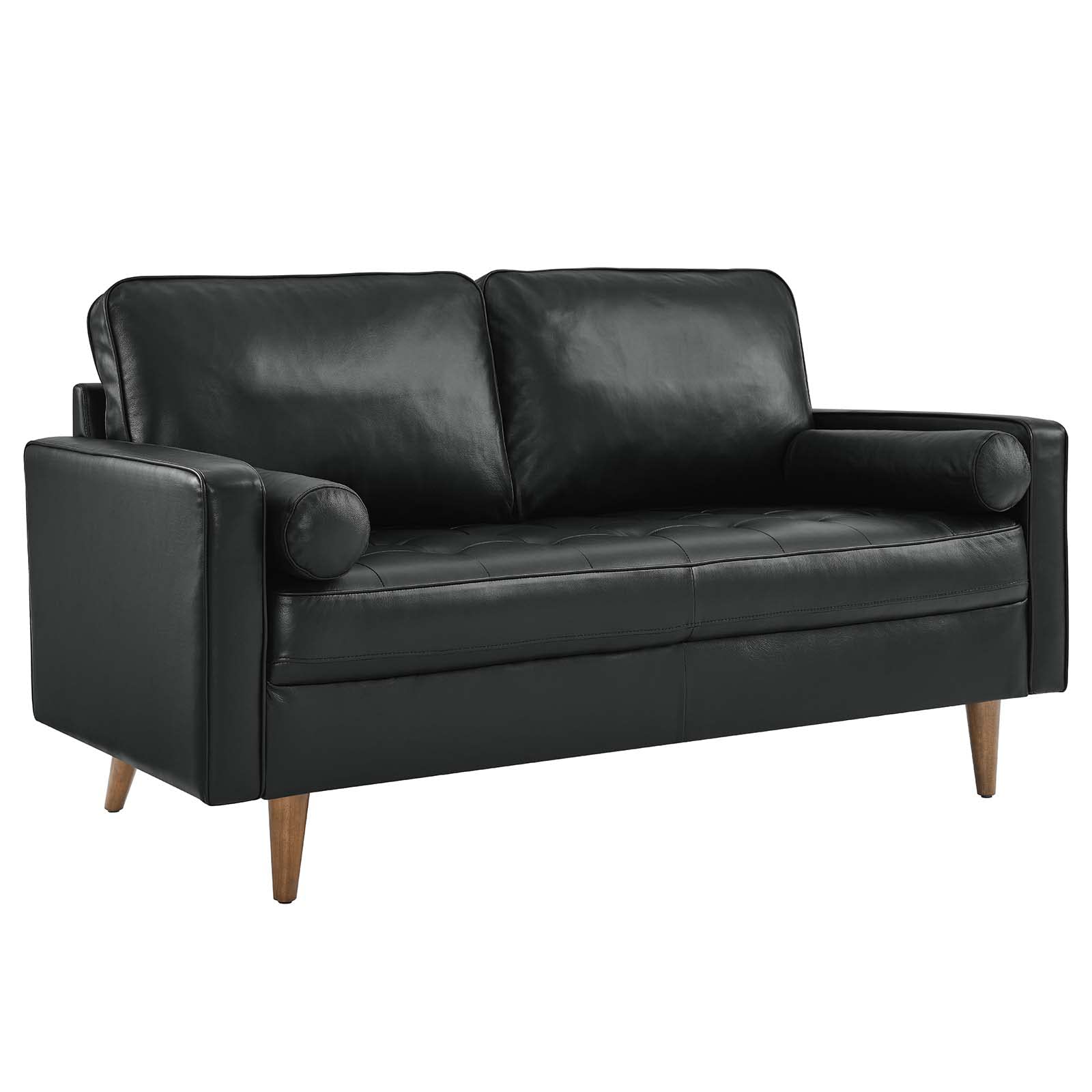 Modway EEI-5870-BLK Valour Leather Loveseat, Black