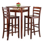 Halo 3pc Pub Table Set with 2 Ladder Back Stools - Cozy and Inviting, 25.59' W x 25.59' D x 42.13' H