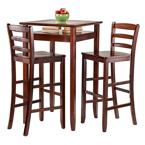 Halo 3pc Pub Table Set with 2 Ladder Back Stools - Cozy and Inviting, 25.59' W x 25.59' D x 42.13' H