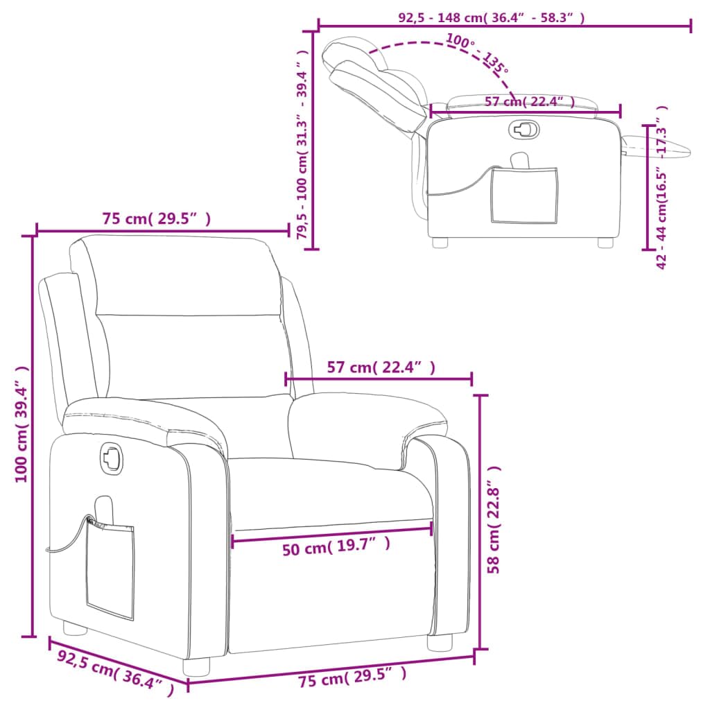 vidaXL Massage Recliner Chair with 6-Point Vibration Massage and Convenient Side Pocket, Dark Green Velvet Rocker, Adjustable Backrest & Footrest Lounge Seat for Living Room, USB Charge Port