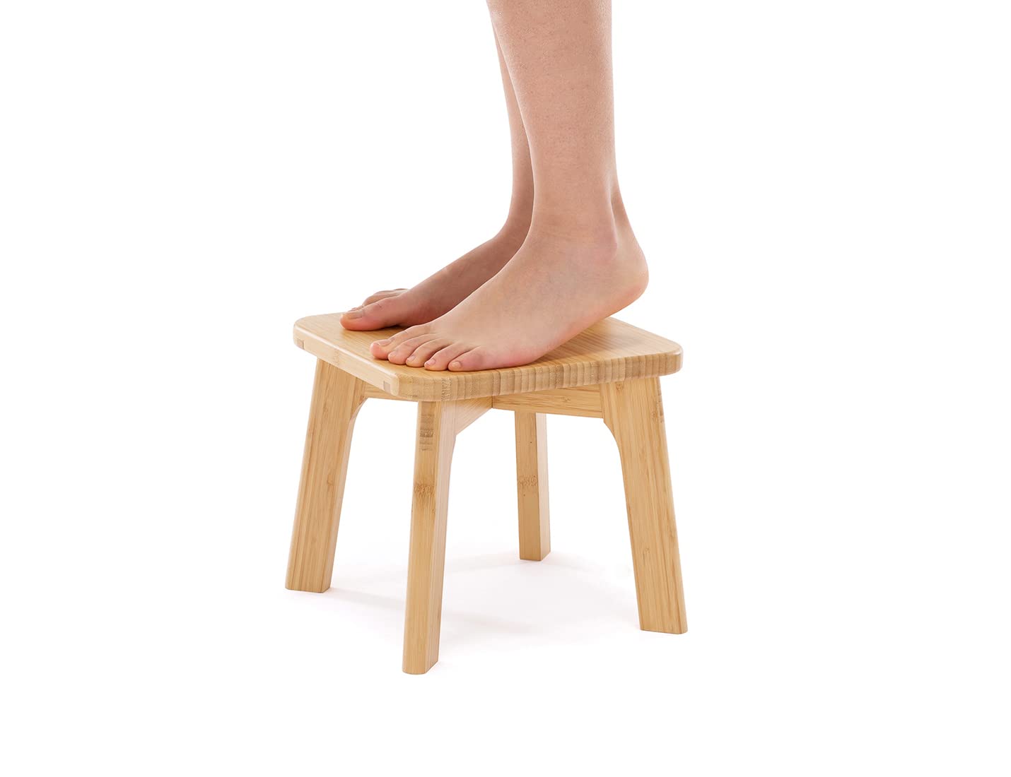 PELYN Bamboo Wooden Step Stool for Adults and Kids with Non-Slip Rubber Feet, Small Step Foot Stools for Bedroom Kitchen Bathroo