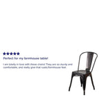Flash Furniture Luke Commercial Grade 4 Pack Black-Antique Gold Metal Indoor-Outdoor Stackable Chair