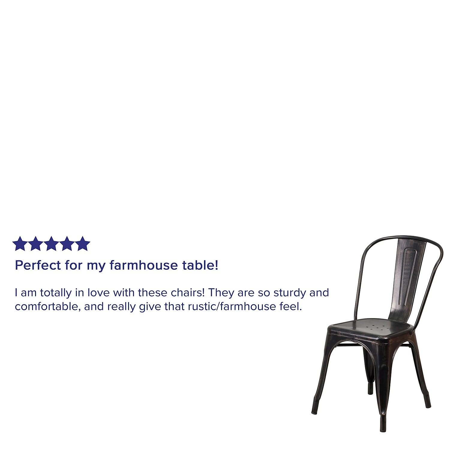 Flash Furniture Luke Commercial Grade 4 Pack Black-Antique Gold Metal Indoor-Outdoor Stackable Chair