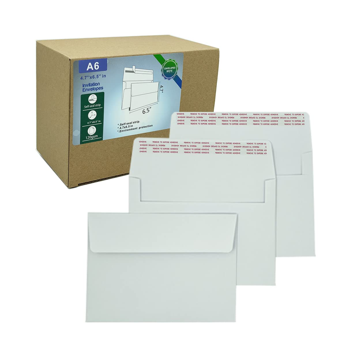 A6 Invitation Envelopes(120 Pcs 4.7X6.5 In) - Windowless Design 120Gsm White Paper Envelopes With Printabl Quick Self-Seal Envel