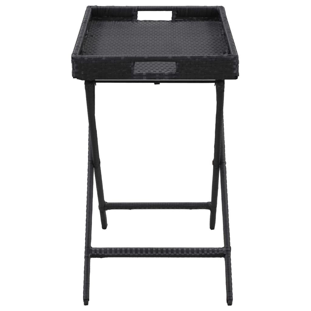 vidaXL Foldable Table - Black Poly Rattan and Metal Console Table - Indoor/Outdoor Table with Easy Clean Design - 31.5&quot;x17.7&quot;x29.5&quot;