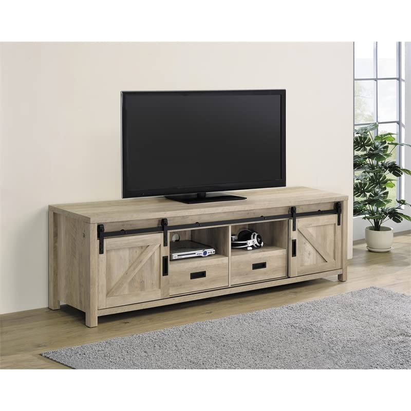 Coaster Home Furnishings Madra Rectangular TV Console with 2 Sliding Doors Antique Pine