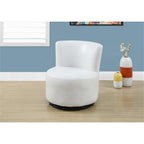 Monarch Specialties 8153, Accent, Kids, Upholstered, Pu, White, Contemporary, Modern Juvenile Chair Swivel Leather-Look, 16.25' L x 17.75' W x 18.5' H