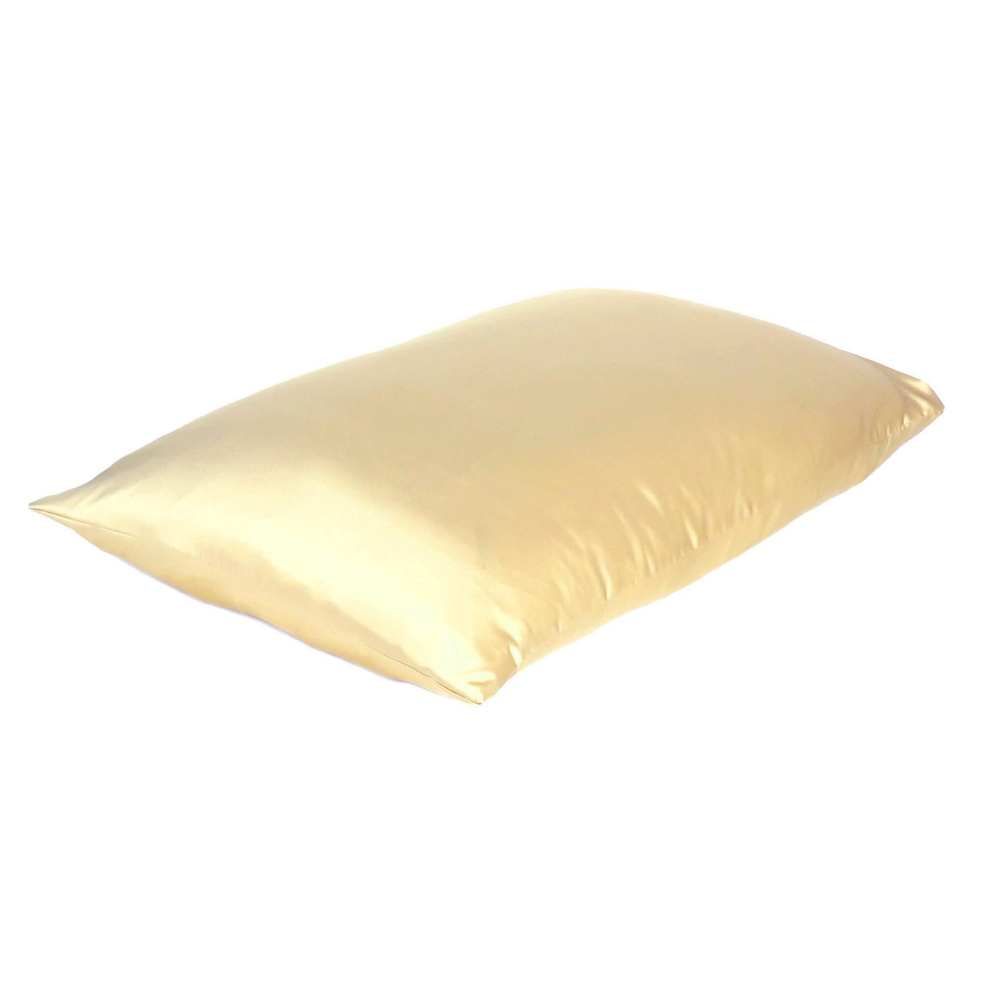 HomeRoots Pale Yellow Dreamy Set of 2 Silky Satin Queen Pillowcases