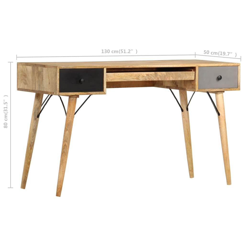 vidaXL Solid Mango Wood Desk - Thumbnail 4