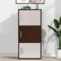 Nilkamal Sear 3 Tier Engineered Wood Free Standing Book Shelf Cabinet With Close Shelf | Legno Oak/Frosty White