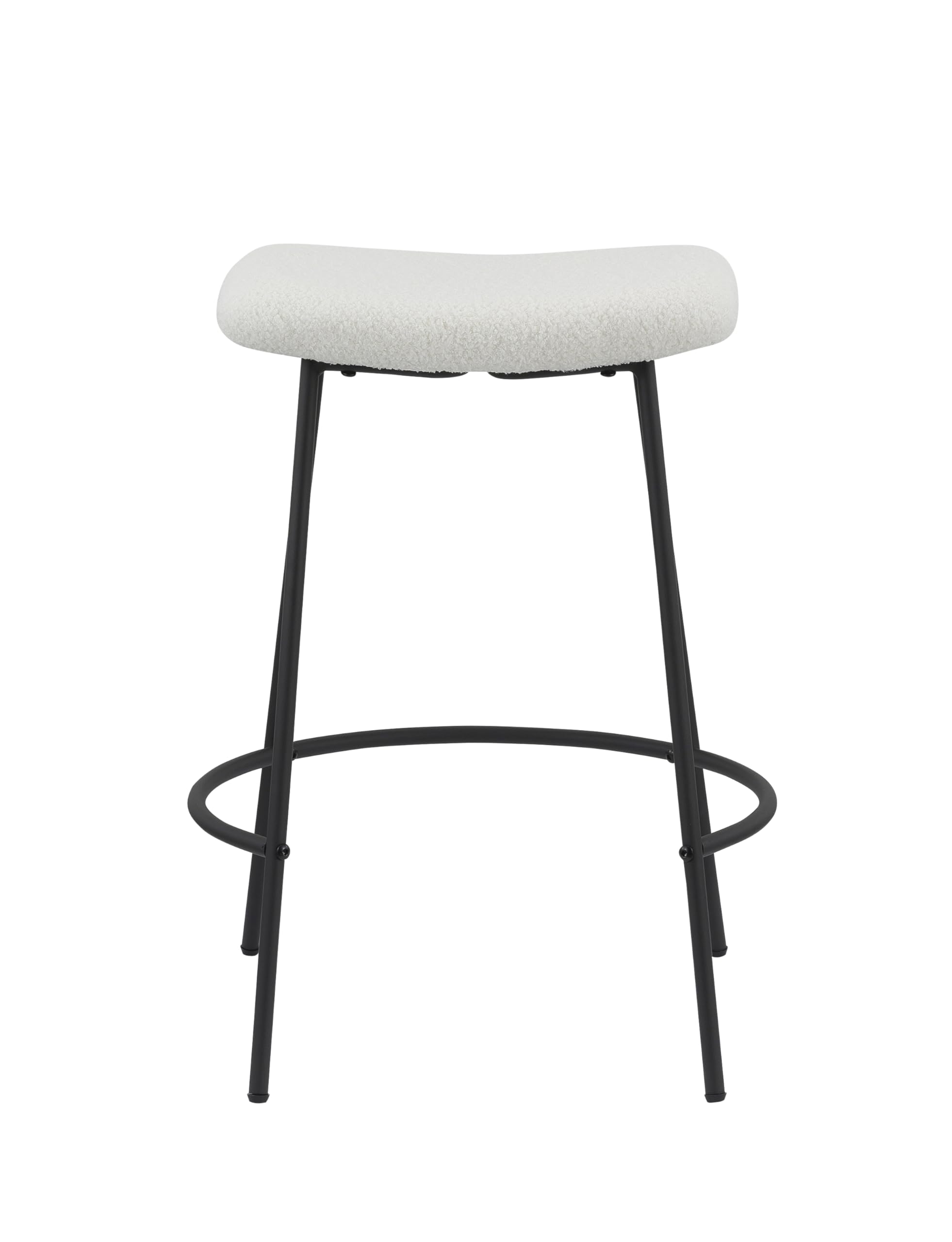 Neos Modern Furniture Gray Teddy Fabric 25.5''H Stool with Metal Leg, Set of 2