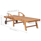 vidaXL Solid Teak Wood Sun Lounger with Adjustable Backrest and Footrest, Comes with Side Table and Taupe Cushion, Perfect for Garden, Patio