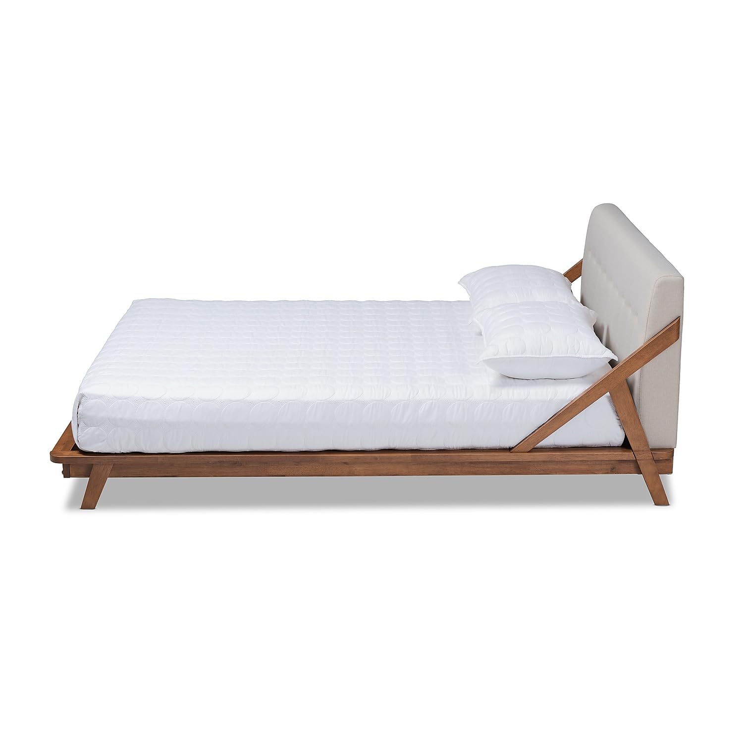 Baxton Studio Sante Platform Bed, King, Beige and Walnut (156-9292-HiT)