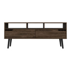 Kobe Tv Stand for Tv´S Up 52", 3 Open Shelves, 2 Flexible Drawers, Dark Walnut