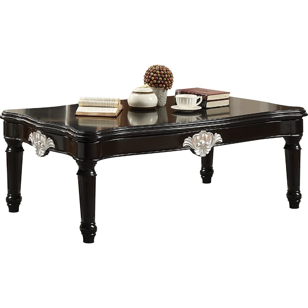 Benjara Benzara Wooden Coffee Table With Scalloped Top, Black
