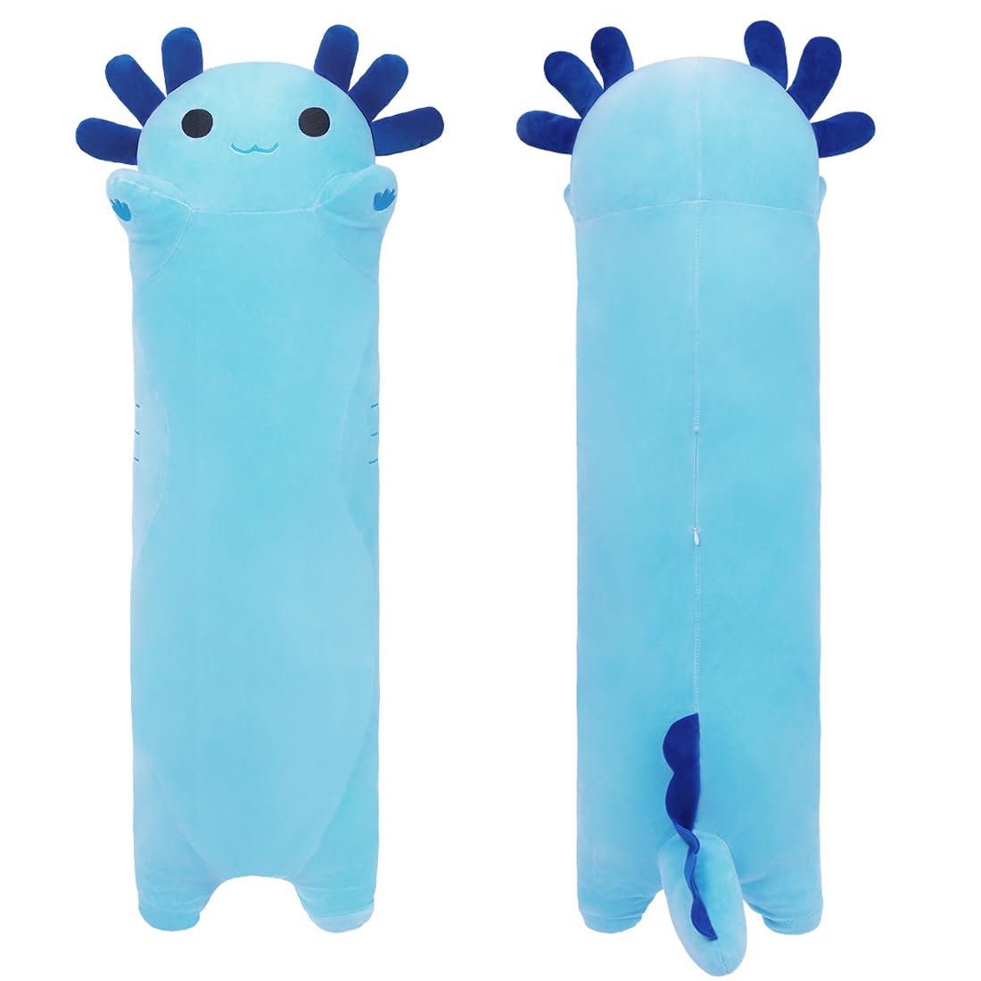Yeqivo Long Axolotl Stuffed Animals, Soft Long Axolotl Plush Pillow Cute Axolotl Plush Body Pillow Gifts For Kids Girlfriend(Blu