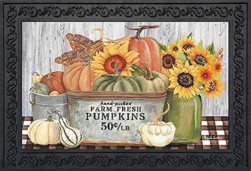 Briarwood Lane Farm Fresh Bushel Autumn Doormat Pumpkins Indoor Outdoor 30' X 18'