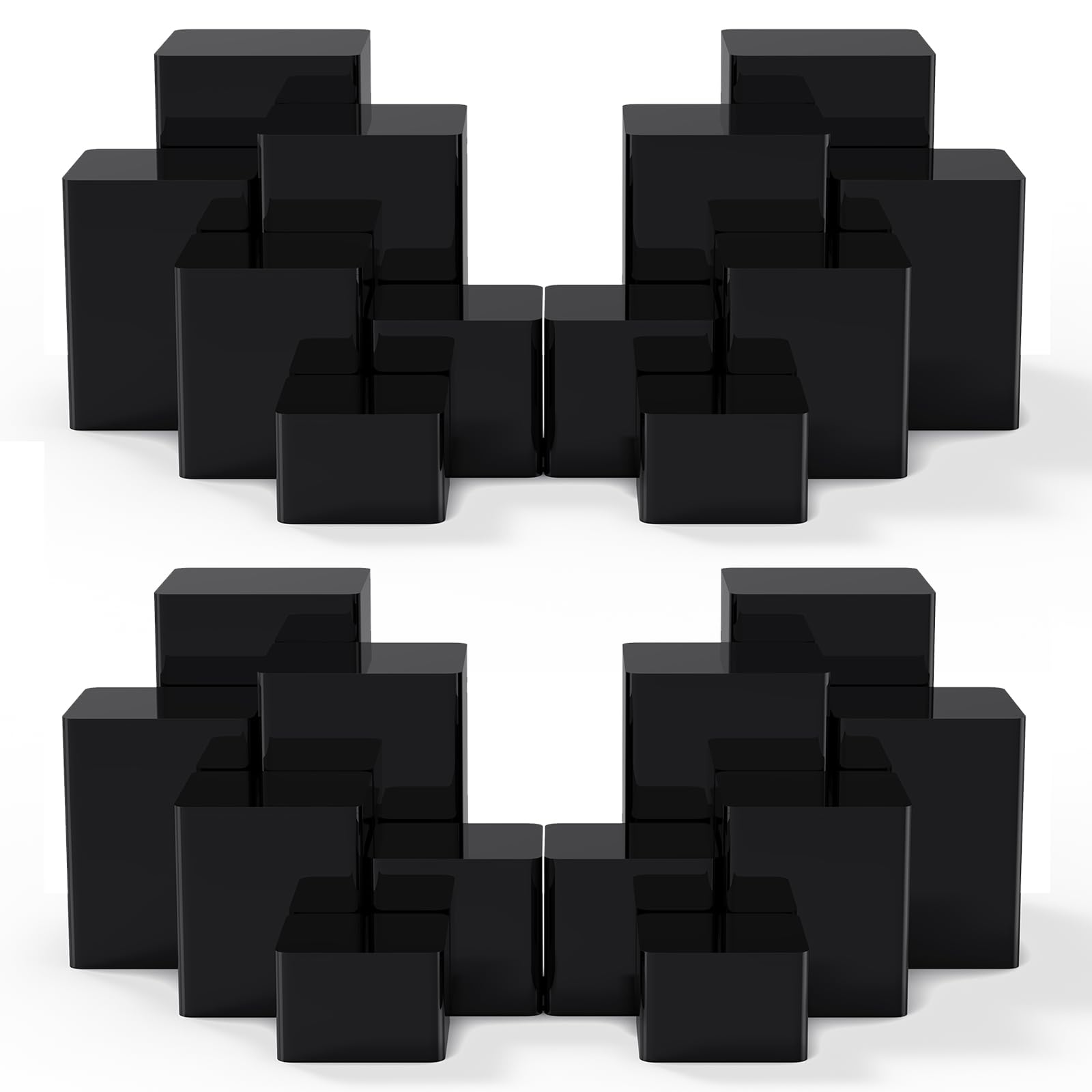 Thyle 24 Pcs Jewelry Acrylic Display Risers Square Cube Display Nesting Acrylic Risers Figure Stand with Hollow Bottoms Display 