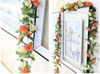 Miracliy 5 Pack 44 Ft Fake Rose Vine Flowers Plants Artificial Flower Hanging Rose Ivy Home Hotel Office Wedding Party Garden Cr