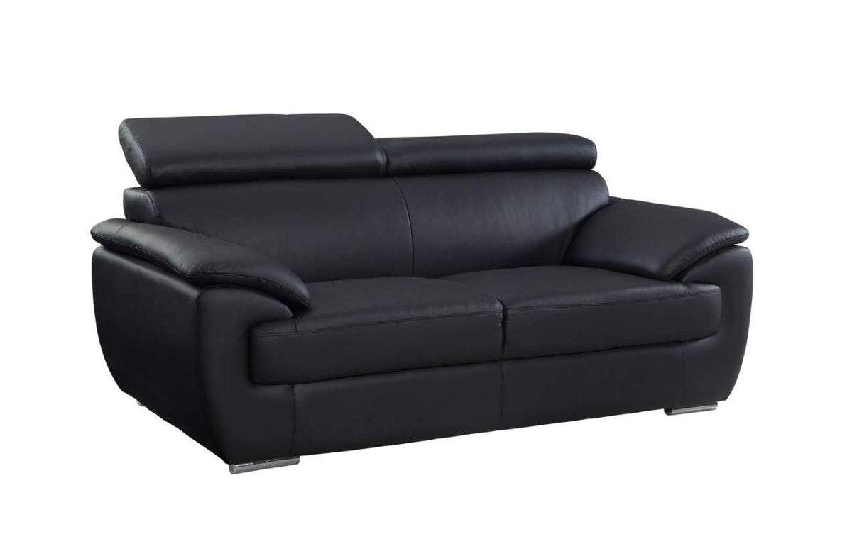 HomeRoots 32&quot; to 38&quot; Captivating Black Leather Loveseat