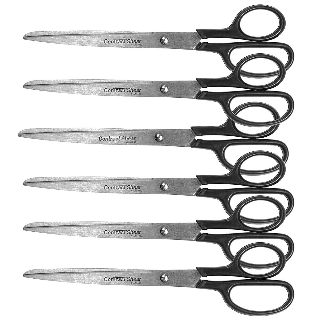 Westcott Contract Shear 9' Straight Stainless Steel Scissors, Pointed Tip, Black Handle, Pack Of 6 (Acm10573-6)