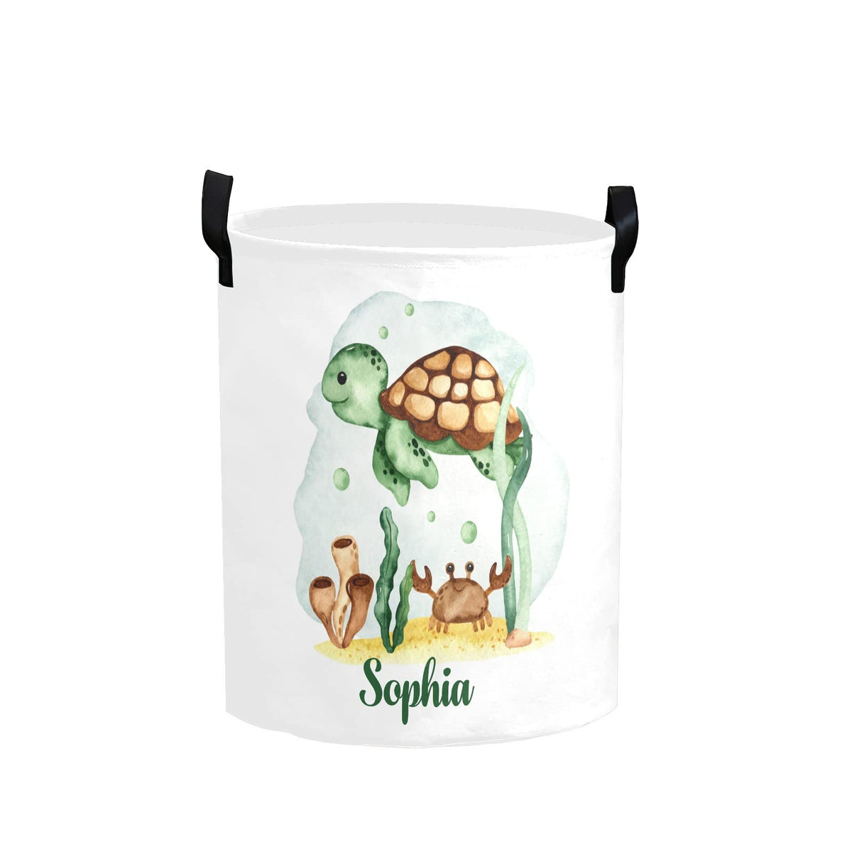Personalized Laundry Basket Hamper,Sea Turtle,Collapsible Storage Baskets With Handles For Kids Room,Clothes, Nursery Decor