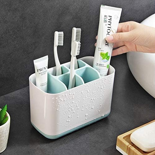 LEAWALL Toothbrush Caddy Holder, Organizer Stand & Toothpaste Holder Toothpaste Holder |6 Compatment Multi Purpose Organizer (Mu