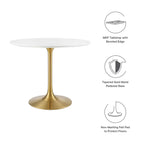 Modway Lippa 36" Mid-Century Modern Dining Table With Round Top In Gold White