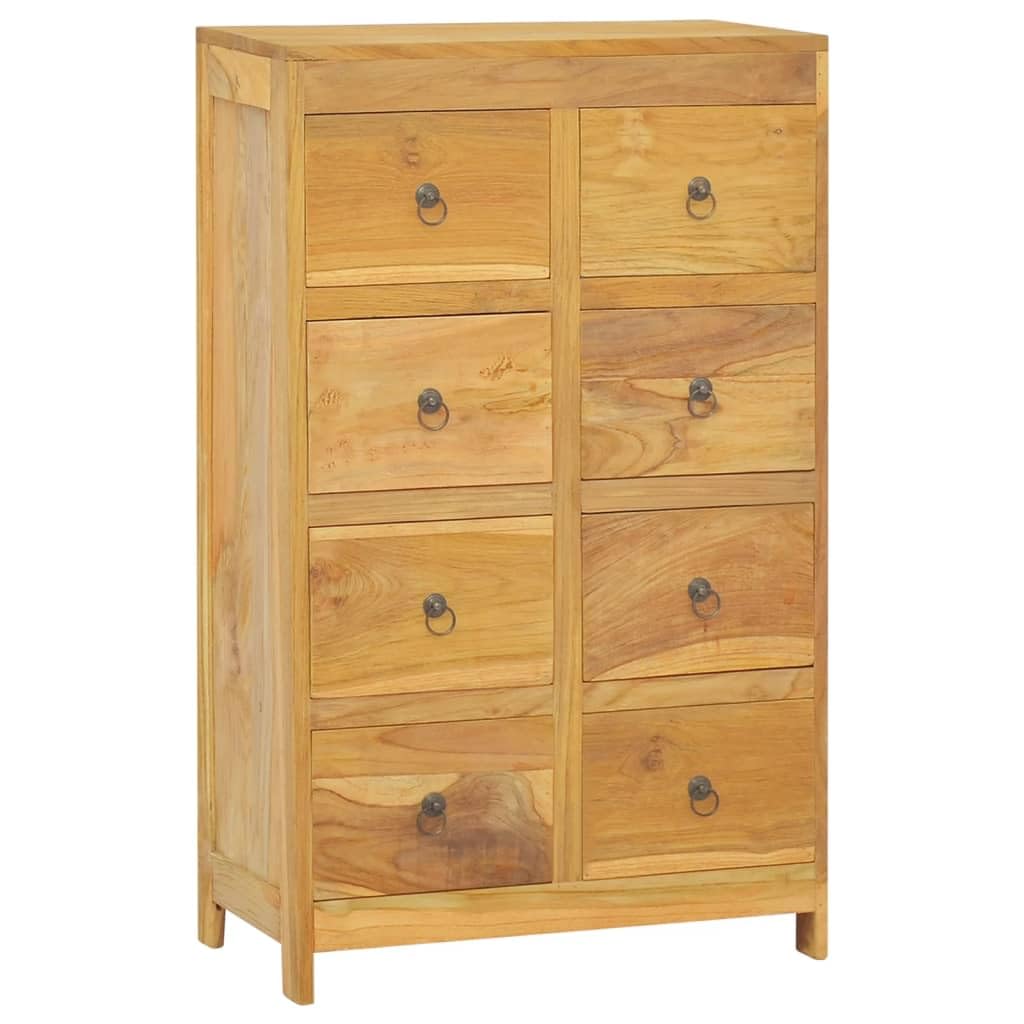 vidaXL Chest of Drawers in Solid Teak Wood with Rustic Finish - 8 Drawer Storage Solution Measuring 21.7&quot;x11.8&quot;x35.4&quot; - Retro Style for Bedroom or Living Room