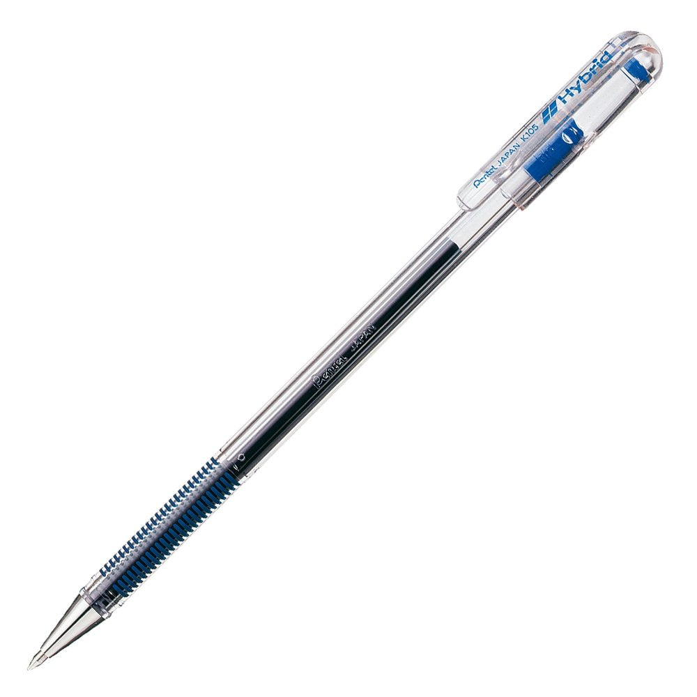 Pentel K105-Gc Ballpoint Pen, Hybrid 0.5, Blue, Set Of 10