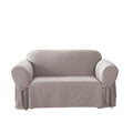 Surefit Cotton Duck Loveseat Box Cushion One Piece Slipcover, Furniture Cover, Relaxed Woven Fit, 100% Cotton, Machine Washable, Gray