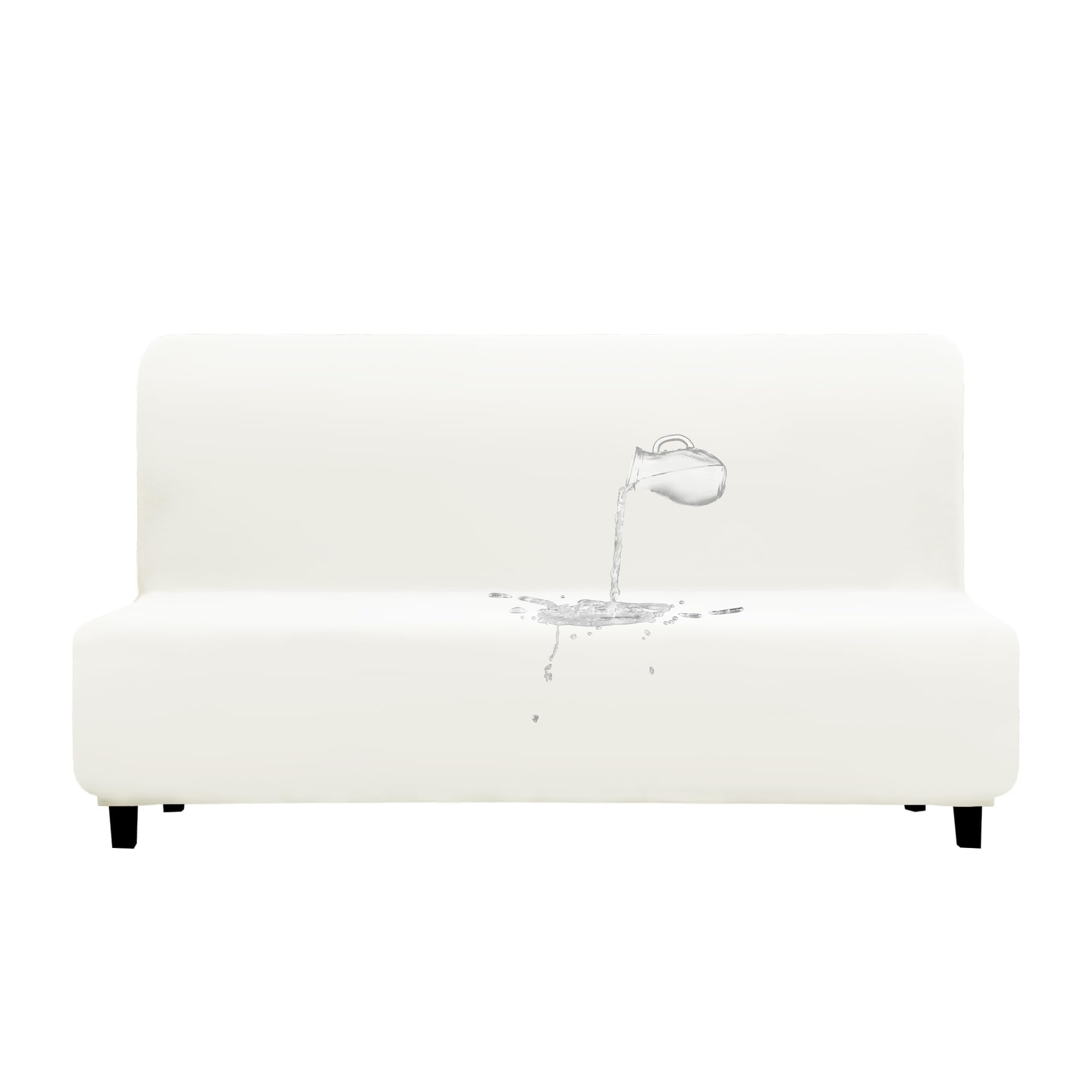 Purefit 100% Dual Waterproof Futon Cover, Waterproof Couch Cover For Futon - Stretch Non Slip Fleece Sofa Covers Washable, Leakproof Furniture Protector For Kids, Pets, Dog (Futon, Beige)