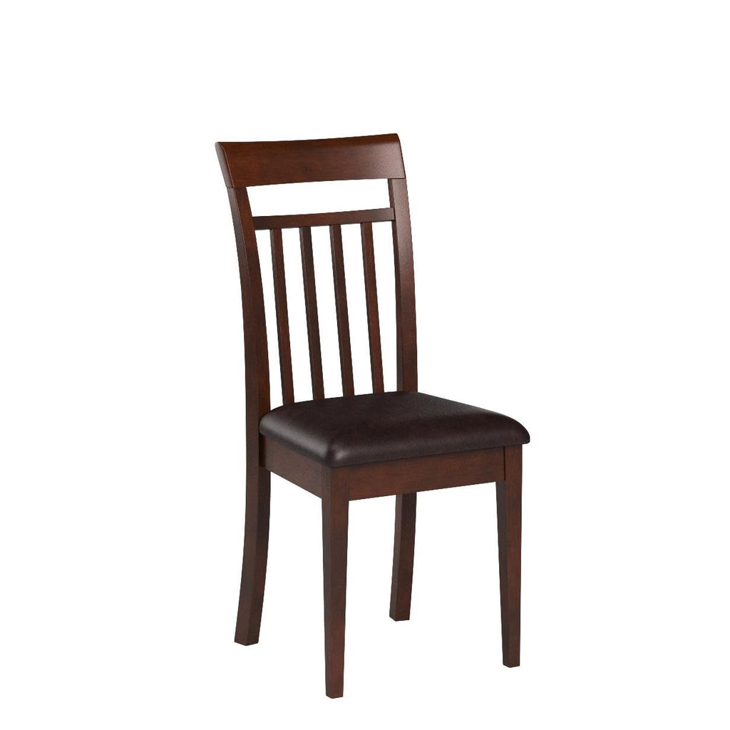 East West Furniture CAC-MAH-LC Capri Kitchen Dining Chairs - Faux Leather Upholstered Solid Wood Chairs, Set of 2, Mahogany